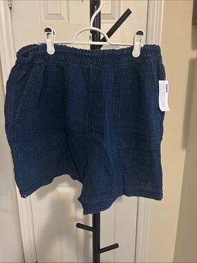 Joe Fresh Dark Blue High-Waist Crinkle Women’s Shorts